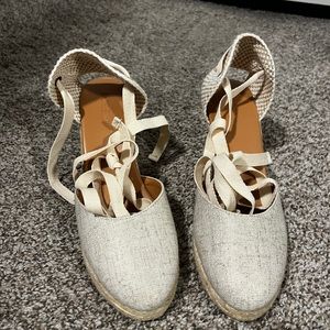 Wedges with ankle tie